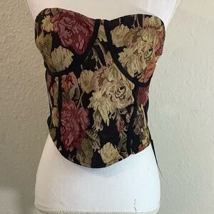 SHEIN Curve Damask floral corset strapless top 4X New